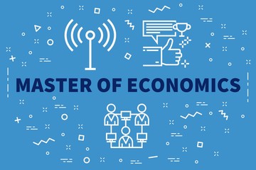 Conceptual business illustration with the words master of economics