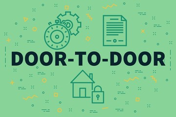 Conceptual business illustration with the words door-to-door