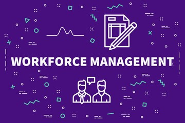 Conceptual business illustration with the words workforce management