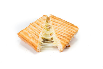 Toast sandwich with cheese isolated on white