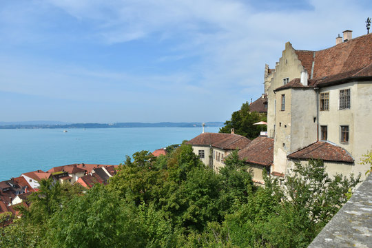 Meersburg am Bodensee - Deutschland, Alte Burg mit Blick &uuml;ber den See