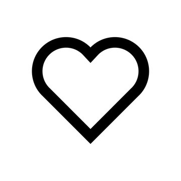 Heart icon. Symbol of love and Saint Valentines Day. Simple flat black thick outline vector shape.
