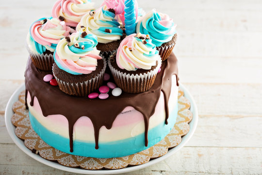 Festive and colorful birthday cake