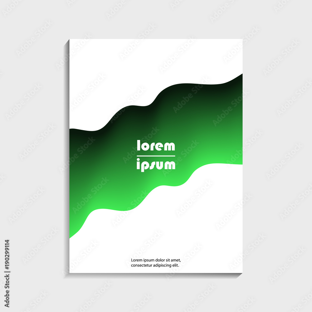 Poster Covers design for brochure with abstract green gradient pattern, flow and wave effect. Modern trendy vector illustration.