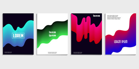 Covers design set for brochure with abstract gradient pattern, flow and wave effect. Collection of modern trendy vector illustration.
