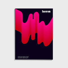 Covers design for brochure with abstract red gradient on black background, flow and wave effect. Modern trendy vector illustration.