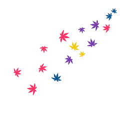 Fototapeta premium Cute vegetative pattern with simple small leaves for a greeting card or poster. Vector background for spring or summer design 