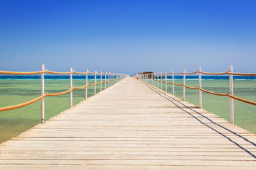 Naklejka premium Pier on the beach of Red Sea in Hurghada, Egypt