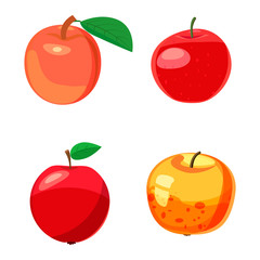 Apple icon set, cartoon style