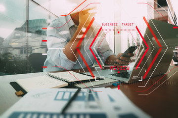 Online Reviews Evaluation Concept with computer halogram scanning on data of business and all new technology