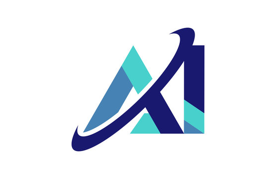 AI Ellipse Swoosh Ribbon Letter Logo 