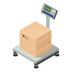 Box on scales icon, isometric style