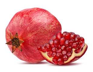 Fresh pomegranate isolated on white background with clipping path