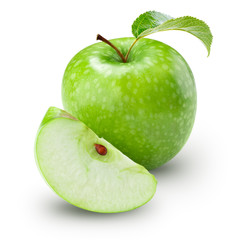 green apple with leaf