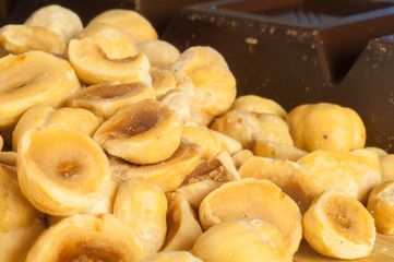 tasty natural hazelnuts with black chocolate