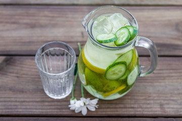 Delicious refreshing fruit homemade ice-cream with ice