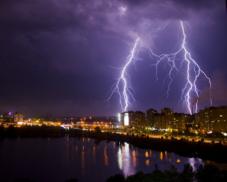 lightning above the city
