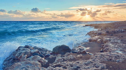 beautiful strong waves in the Mediterranean Sea