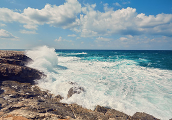 Storming sea and wide-spreading waves, Cyprus