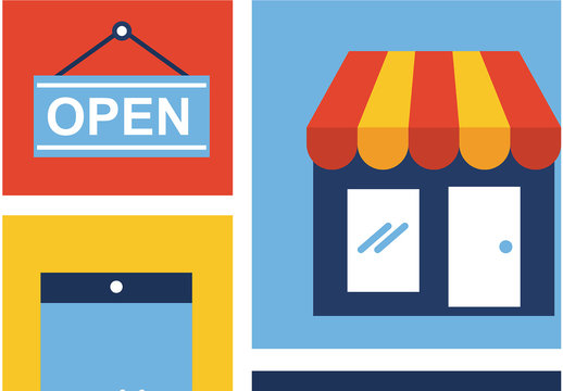 Flat E-commerce Icons Business Digital Shopping. Online Store Icons Set