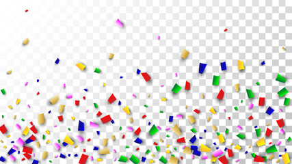 Celebration Confetti Background. Many Falling Confetti for Your Design. Holiday Decoration Elements. Festive Vector Illustration