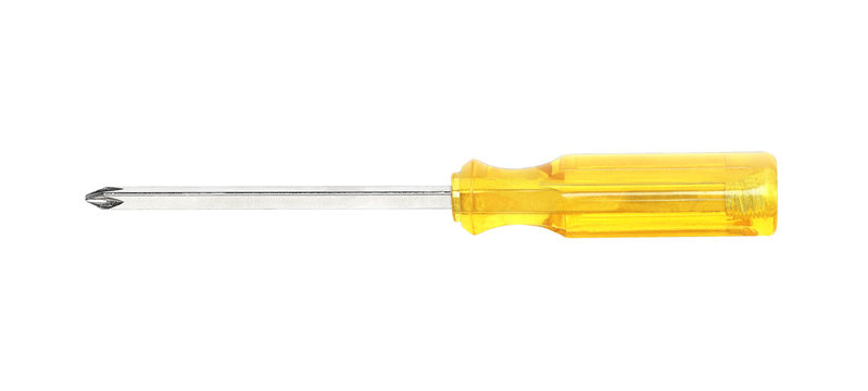 yellow screwdriver isolated on white background.