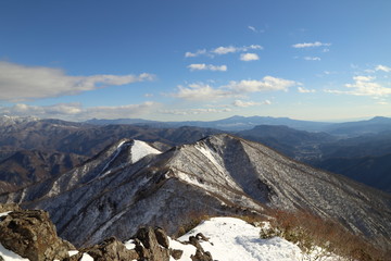 Fototapeta na wymiar 厳冬期、谷川岳の天狗の留まり場からの風景