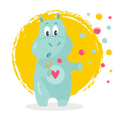 Winter sport pattern with different characters, elements