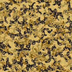 Urban camouflage seamless pattern. Abstract military hexagon style. Camouflage seamless pattern for army, navy, hunting, fashion cloth textile. Colorful modern soldier style. Vector honeycomb texture.