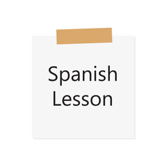 Spanish Lesson written on white paper- vector illustration