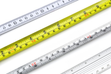 Tape measure on a white background