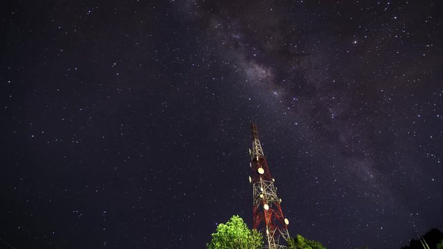 A Full HD footage of Milky Way arching through the communications tower at Kokol Hills, Kota Kinabalu, Sabah.  High ISO footage may contain grains, noise and motion blur.