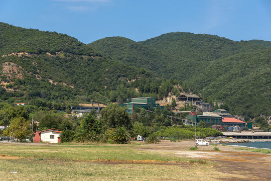 Panoramic view of town of Stratoni at Chalkidiki, Central Macedonia, Greece