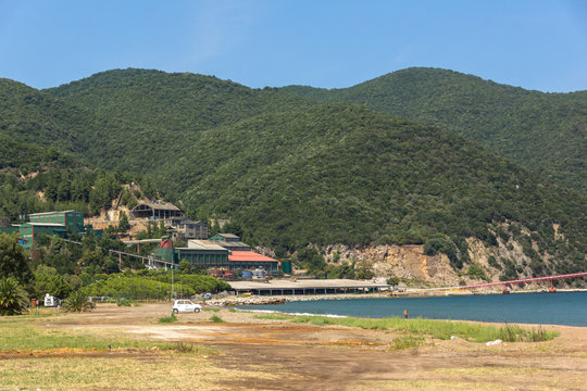 Panoramic view of town of Stratoni at Chalkidiki, Central Macedonia, Greece