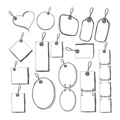 Collection of Sketched Tags and Labels Vector