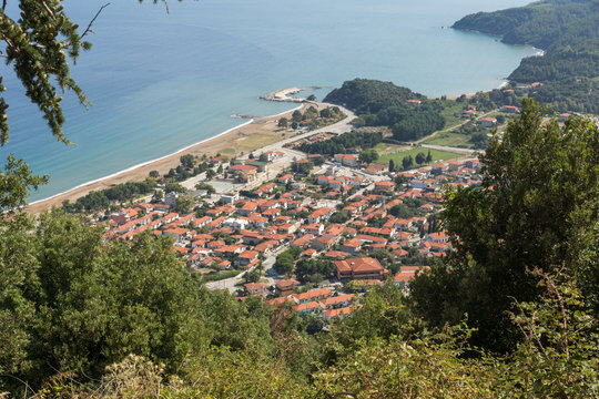 Panoramic view of town of Stratoni at Chalkidiki, Central Macedonia, Greece