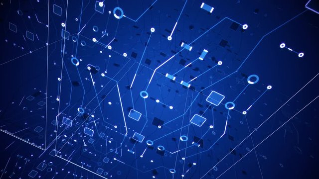 Blue Information Superhighway Circuitry Grid Loop Background