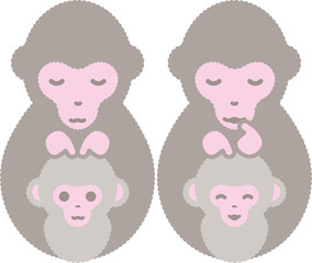 毛づくろいする猿親子