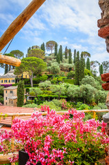 Beautiful garden near castle Brown in Portofino,  Liguria, Italy