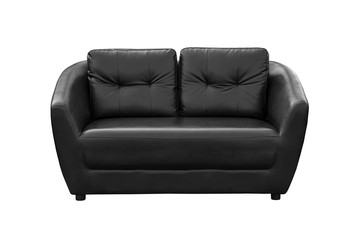 Black leather armchair isolated.