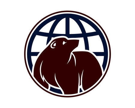 globe bear grizzly polar beast animal fauna image vector icon logo silhouette