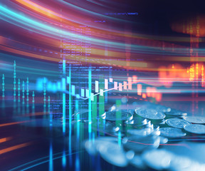 Fototapeta premium technical financial graph on technology abstract background