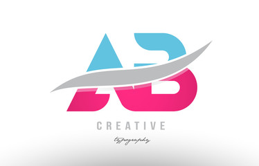 ab a b blue pink modern alphabet letter logo combination icon design