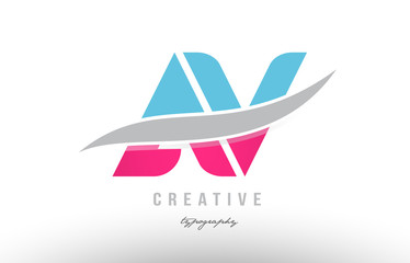 av a v blue pink modern alphabet letter logo combination icon design