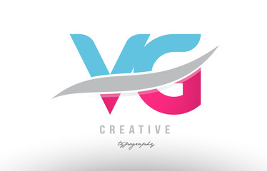 vg v g blue pink modern alphabet letter logo combination icon design