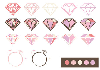 宝石 デザインパーツ素材(ピンク)