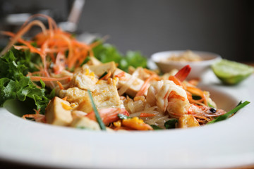 Thai food padthai fried noodle with shrimp