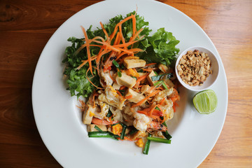 Thai food padthai fried noodle with shrimp