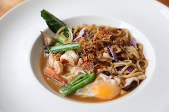 Fried noodle with soy sauce , hokkien mee Asian food