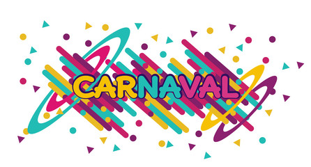 Carnaval modern background vector. Portuguese language. Carnival festive colorful carnival illustration.